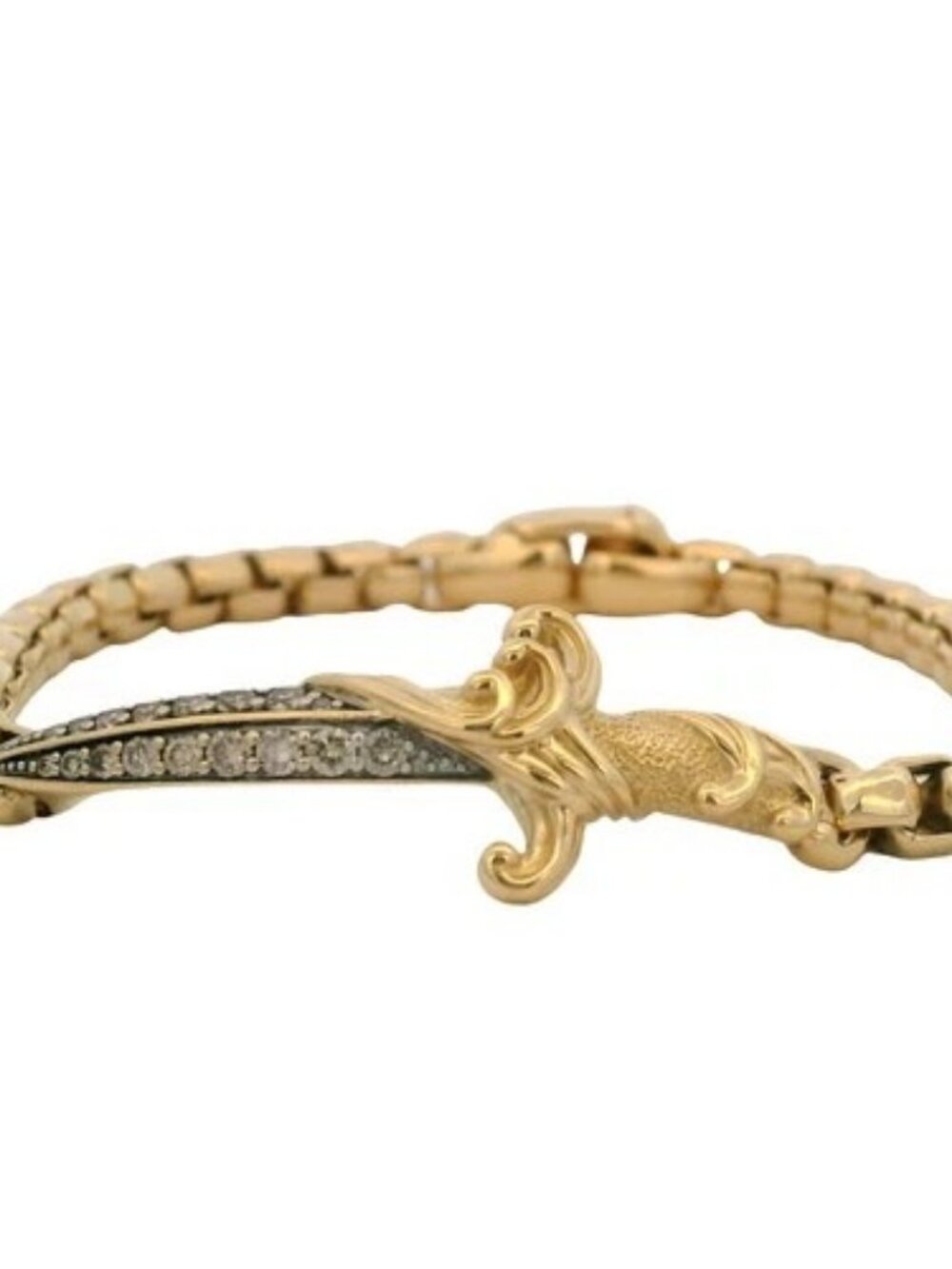 David Yurman 18kt Yellow Gold 0.40ctw Cognac Diamond Waves Dagger 7.5" Bracelet